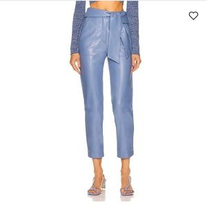Jonathan Simkhai Tessa Vegan Leather Tie Waist Pant- Blue